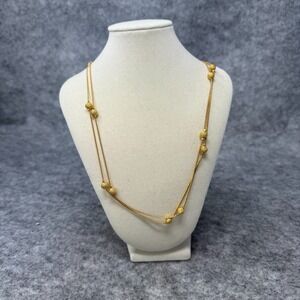 Vintage Joan Rivers Gold Tone Braided Bead Ball Necklace 60" Signed 90s‎ Estate